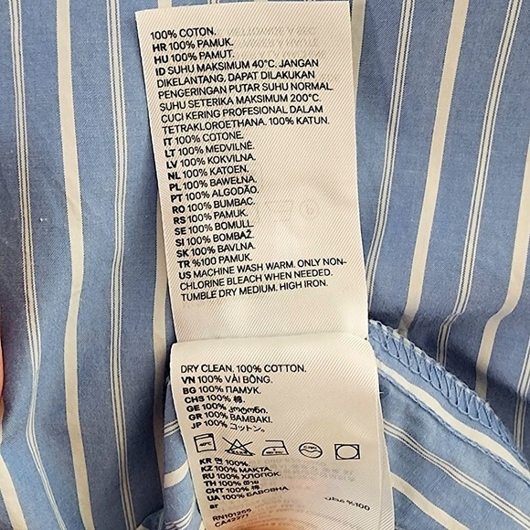 H&M Light Blue and White Striped Long Sleeve Tunic Shirt Blouse Size Small - Picture 8 of 8